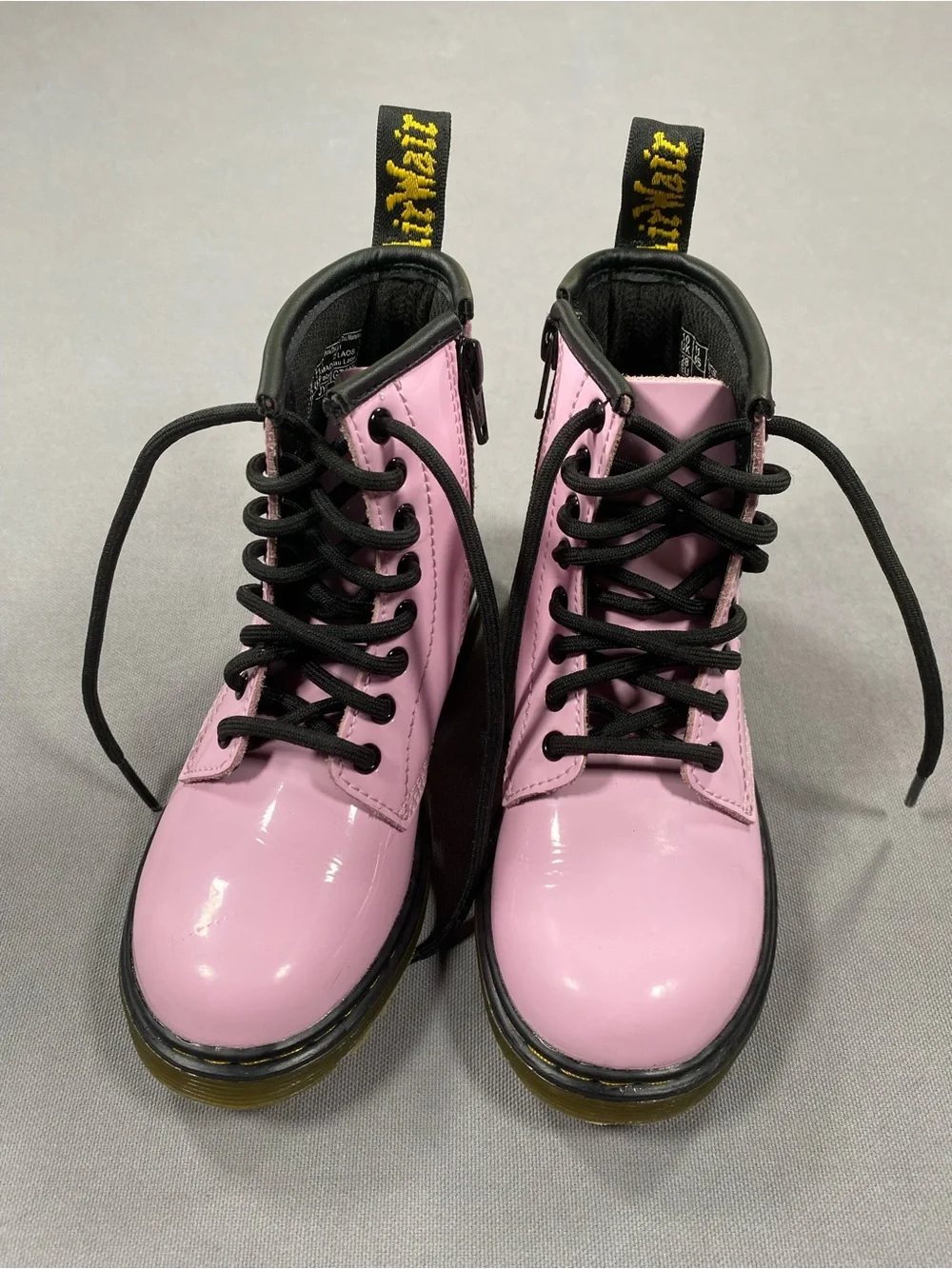 Dr. Martens Pink Air Wair Lace-Up Kids Boots with Black Trim